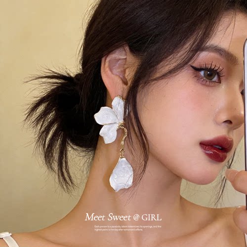 多巴胺滴油花朵吊坠耳钉耳环女