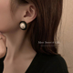 耳环2025新款 爆款 高级感气质黑色小香耳钉珍珠赫本风复古耳饰女