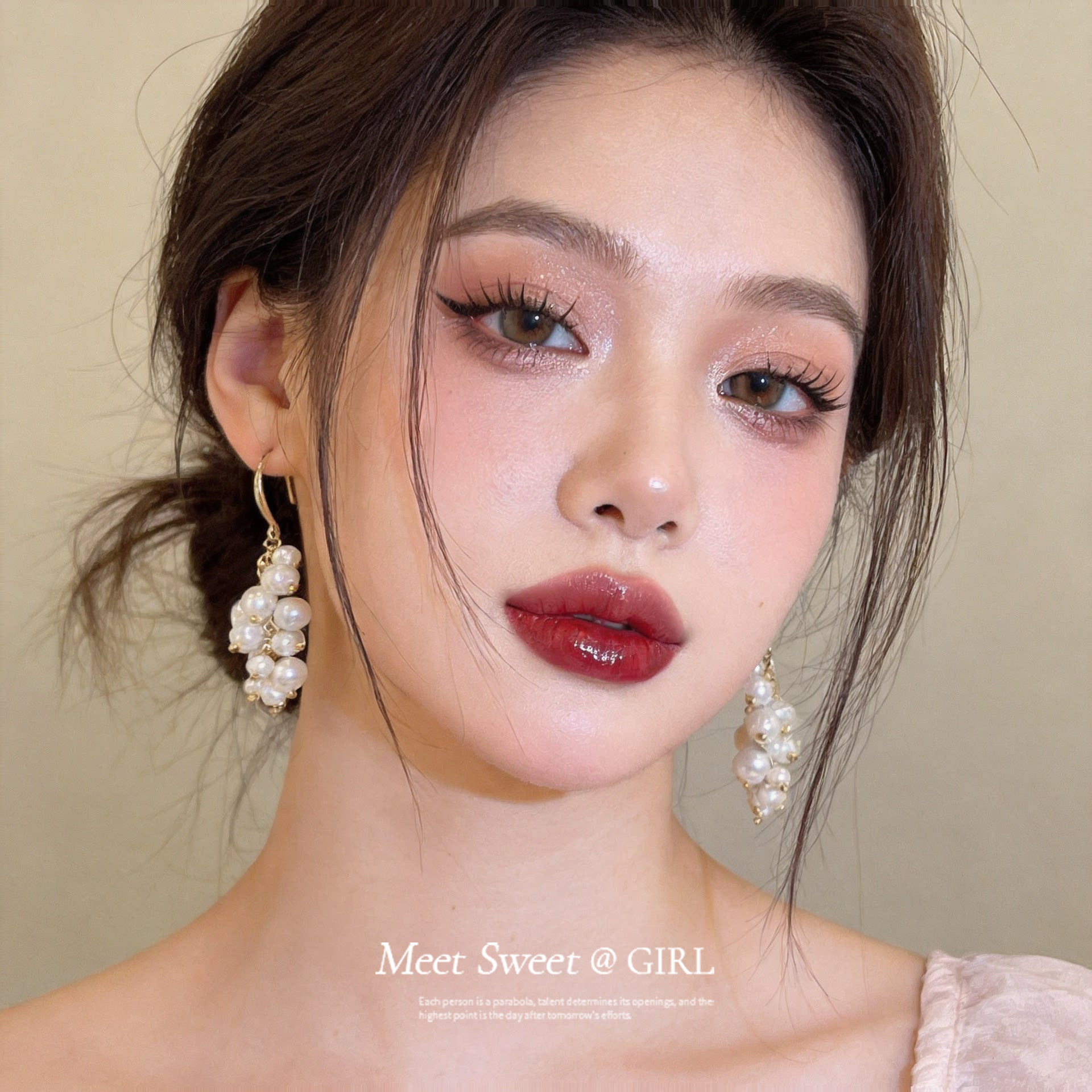 法式葡萄串珍珠耳钩女