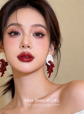 复古红色串珠流苏耳环女2026新款爆款耳钉小众高级感耳饰日常配饰