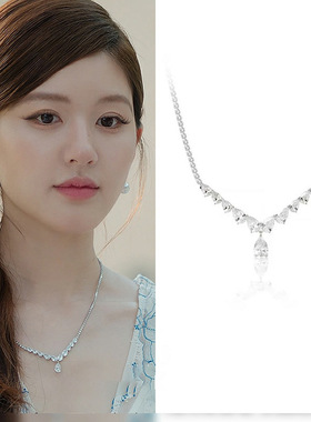 银色闪钻水滴晚礼服项链