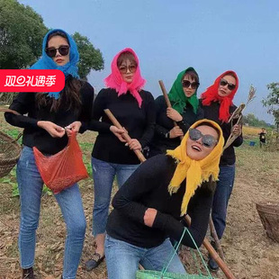 年老年人妇女妈妈围巾东北大花头巾方包头农村大妈村姑老太太搞笑