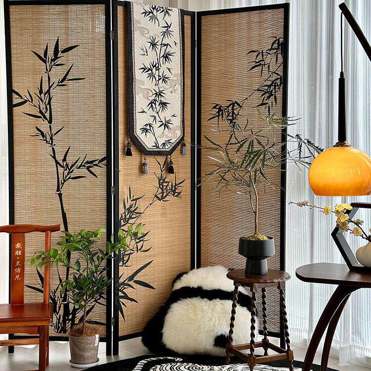 新中式国风竹子主题装饰背景墙隔断新款屏风茶室竹编围挡阳台遮挡,住宅家具,折屏,淘宝优惠券,粉丝福利购,淘宝优惠卷
