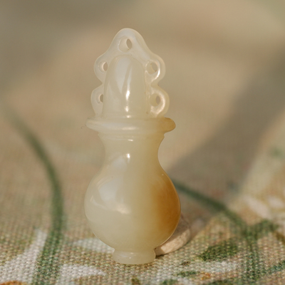 王实斋珠宝/新疆山料和田玉糖白玉平安玉瓶挂件吊坠白润小XY78
