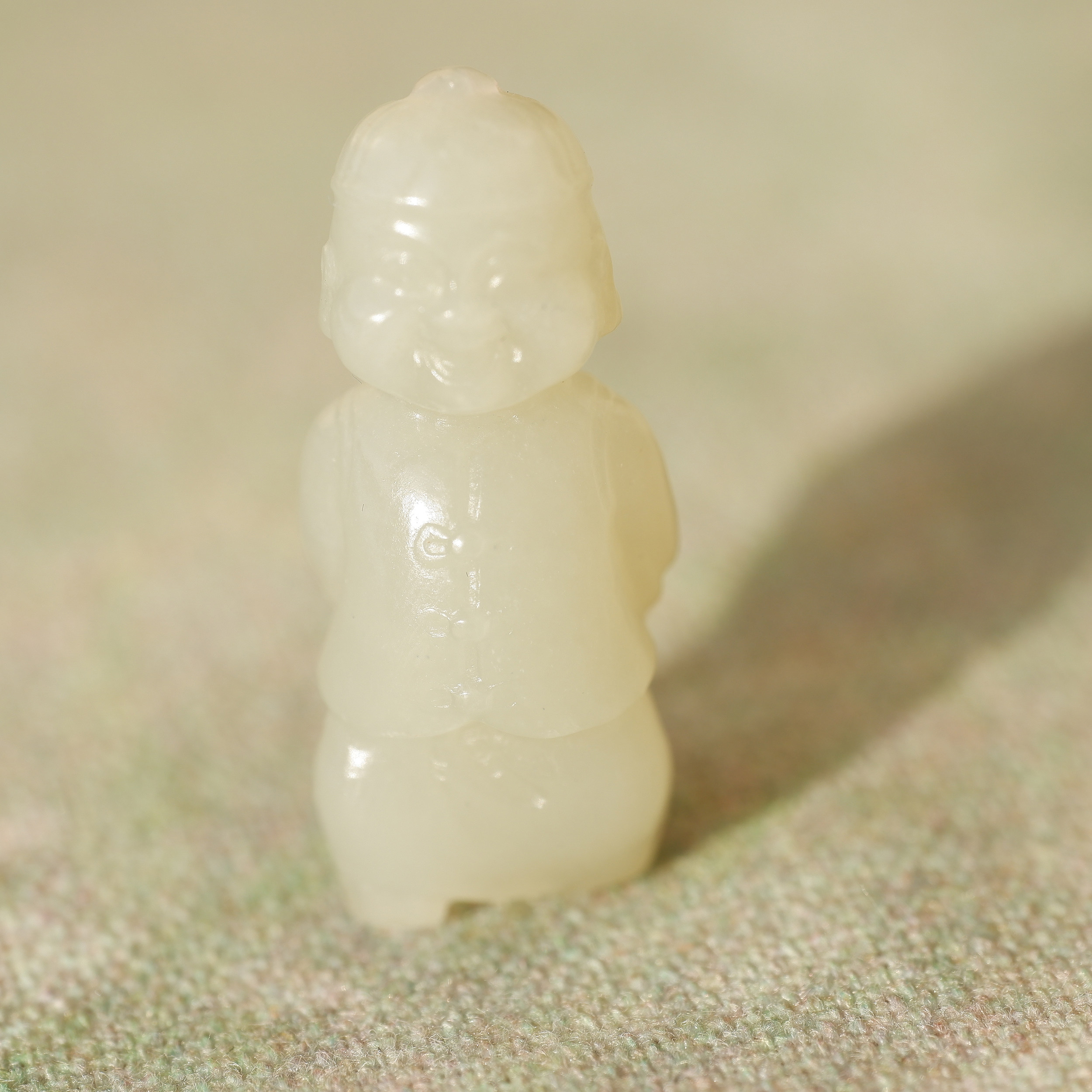 王实斋珠宝/新疆山料和田玉白玉童子挂件吊坠白度好油润小XY73