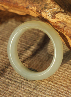 王实斋珠宝/新疆和田玉白玉17.3mm戒指手饰天然油润度好白H290