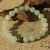 王实斋珠宝 新疆和田玉白玉俄罗斯碧玉10圆珠21颗手串串珠润H236