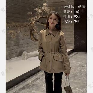 -“维亚港”春季经典格纹抽绳收腰显瘦外套-WT6022702
