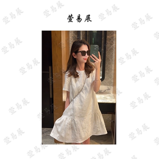-“小蜜蜂”100亚麻肌理感立体剪裁轻奢连衣裙-QZ6062602
