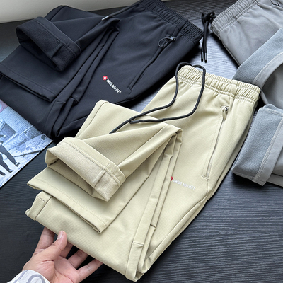 户外三防科技！加绒加厚秋冬男士冲锋裤滑雪软壳直筒休闲裤50265