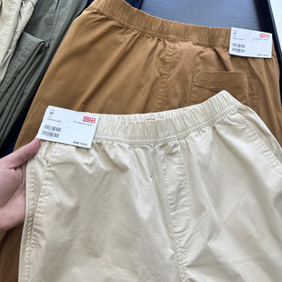 外贸休闲长裤男宽松抽绳纯棉薄款纱卡微弹日系潮流直筒春夏季裤子