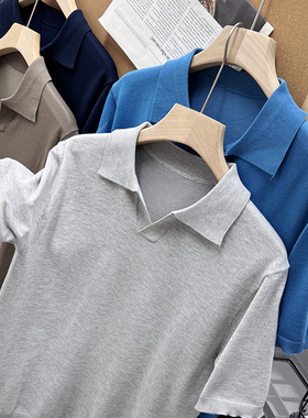 西班牙尾货 绅士古巴领针织短袖POLO衫夏季休闲透气T恤潮S00551