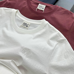 出老美精工刺绣精梳全棉短袖T恤男士ODM外贸代工圆领休闲打底衫男