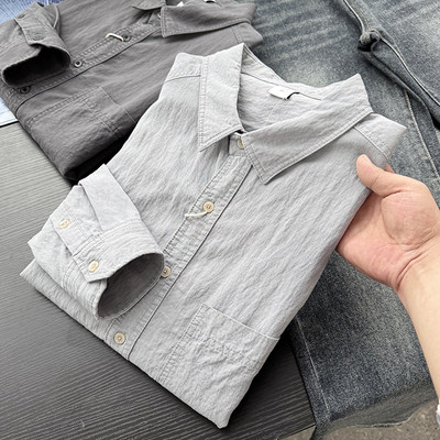 莱赛尔混纺面料！亲肤透气！春季男士纯色休闲长袖衬衫衬衣50526