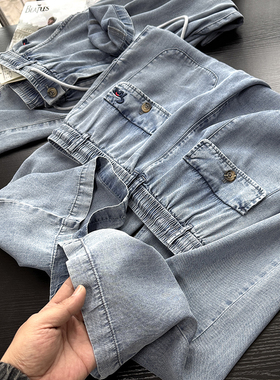 天丝牛仔面料！凉爽透气！春夏薄款男士直筒水洗牛仔长裤S00391