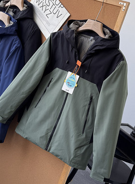 防风防泼水！轻量充绒！冬季男士撞色连帽保暖休闲棉服50389