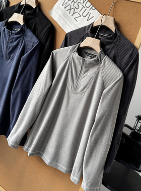 格绒肌理！设计师线秋冬纯色户外吸湿排汗保暖半拉链卫衣男50285