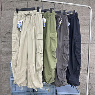 日系复古工装 男女潮牌宽松直筒阔脚长裤 大口袋休闲束脚裤 子 运动裤