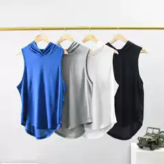 Mass Sales Promotion! Summer Men's Quick-Dry Breathable Sports Running Fitness Sleeveless T-Shirt Mesh Hooded Sweat Vest