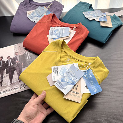 科技面料！冷感速干透气！春季男士外贸纯色百搭长袖T恤潮S00398