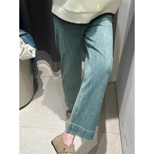 裤子女款小个子2025年新款直筒烟管裤梨形身材胖mm显瘦九分牛仔裤