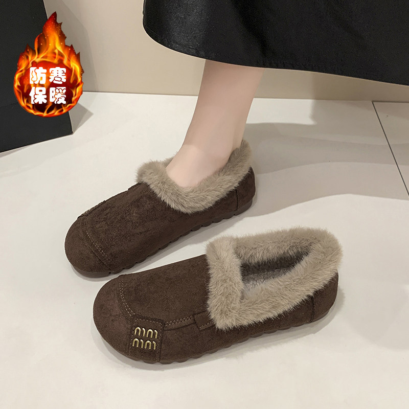 豆豆鞋女2025新款加绒保暖棉鞋一脚蹬软底舒适不累脚中老年妈妈鞋,女鞋,乐福鞋（豆豆鞋）,淘宝优惠券,粉丝福利购,淘宝优惠卷