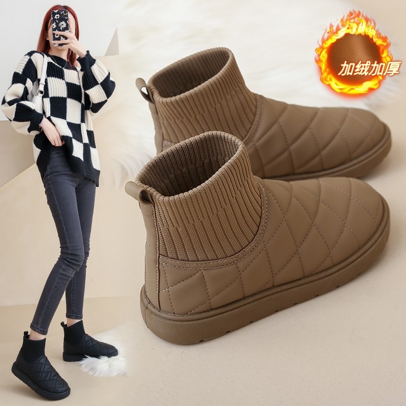 女鞋冬季新款棉靴防水雪地靴女加绒保暖高帮棉鞋一脚蹬防滑妈妈鞋,女鞋,时尚雪地靴,淘宝优惠券,粉丝福利购,淘宝优惠卷