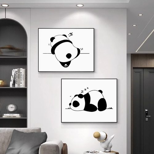 现代简约电表箱装饰画极简风配电箱遮挡免打孔熊猫电源开关盒挂画