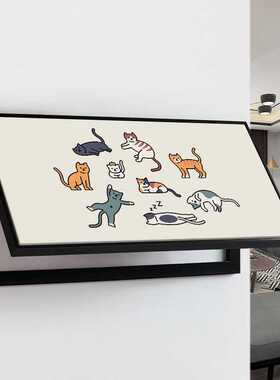 电表箱装饰画卡通猫咪家用横版电闸箱遮丑配电盒遮挡免打孔弱电箱