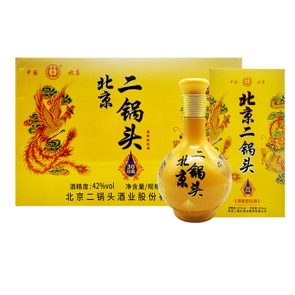 永丰牌北京二锅头 珍藏30 清香型白酒42度500ml*6瓶新老包装随机