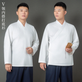 秋冬季 僧服白色内衬打底衫 和尚服海青内搭居士服中国风汉服禅修服