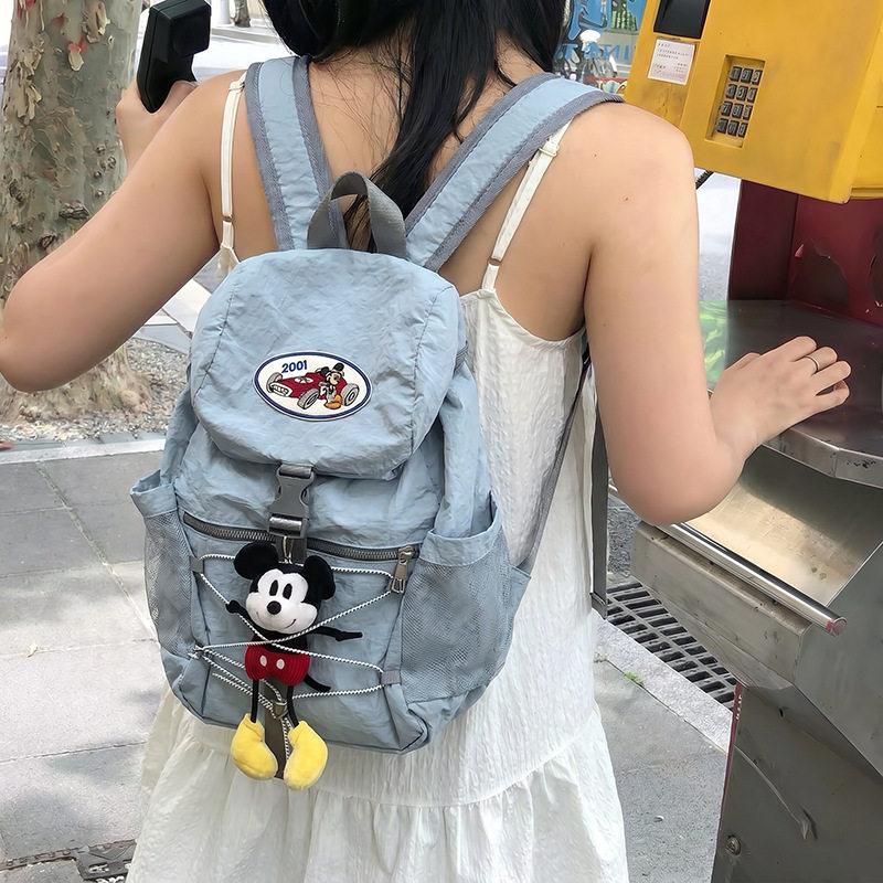 开学季米奇双肩包女学生书包可爱卡通背包毛绒挂件休闲旅行包图片