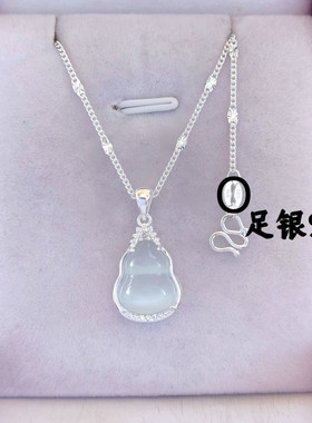 爆款999纯银项链女士锁骨链新款猫眼石葫芦足银吊坠银饰a0887