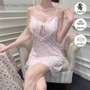新款 Victoria维多利亚甜美纯欲风睡裙女2025夏季 带胸垫性感家居服