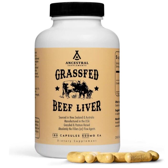 美国Ancestral Supplements 草饲牛肉冻干肝 180 粒能量生产排毒