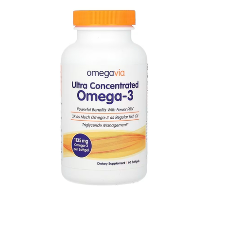 美国OmegaVia 超浓缩鱼油 Omega-3 1135 毫克 60 粒软凝胶