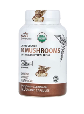 美国Nature's Fusions Nutri 10蘑菇猴头菇香菇灵芝2400毫克120粒
