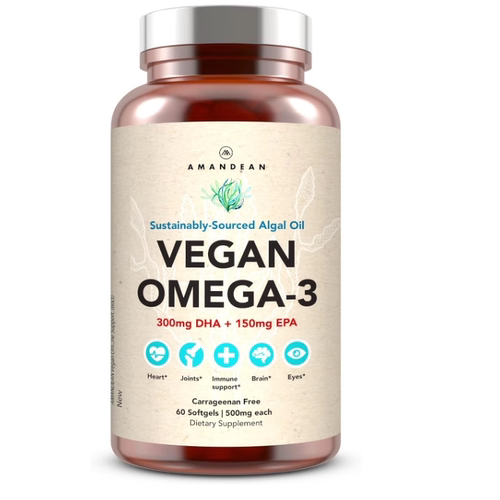 美国AMANDEAN 欧米茄 3 补充剂藻类 DHA 和EPA藻类必需脂肪酸60粒