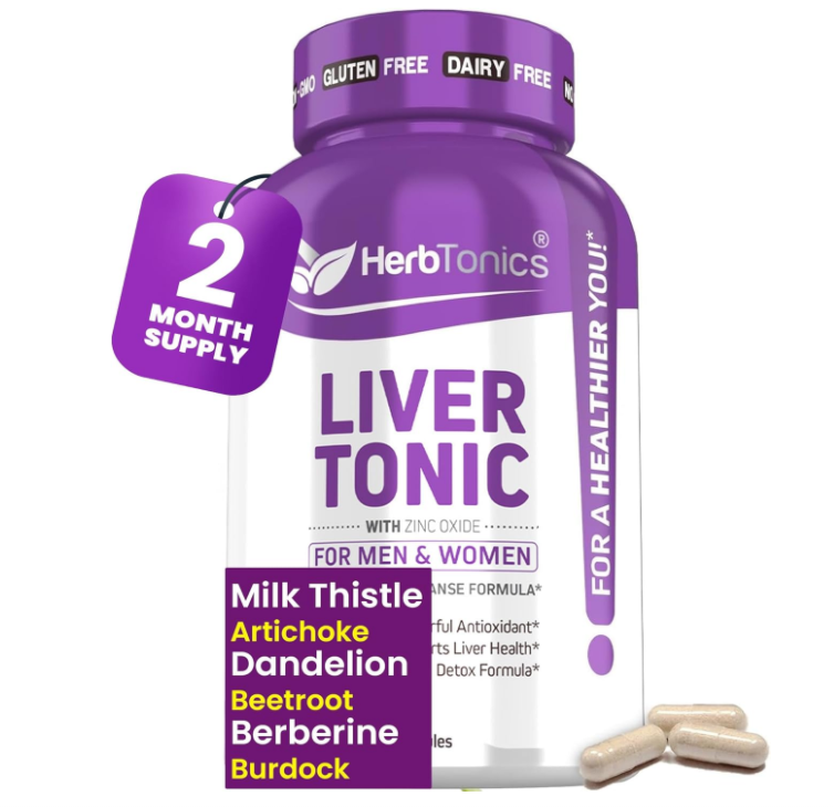 美国Herbtonics 牛奶蓟补充剂肝脏清洁排毒和修复 20 合 1 120粒