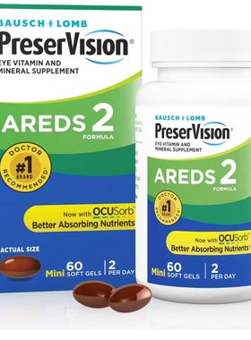 美国PreserVision AREDS 2 眼矿物质叶黄素玉米黄质锌和维生素 E