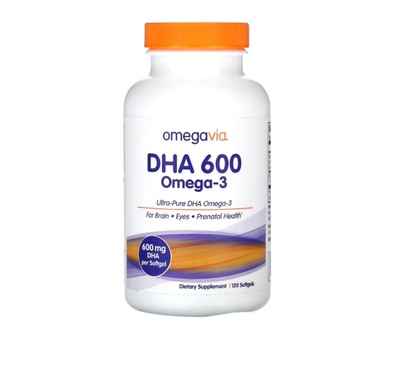 美国OmegaVia DHA 600 Omega-3 120粒大脑、眼睛和神经系统健康