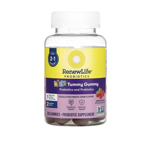 美国Renew LifeTummy Gummy儿童益生元和益生菌树莓味30粒软糖
