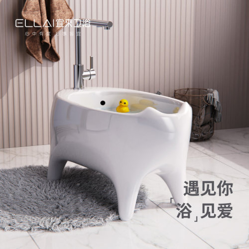 宜来宠物陶瓷迷你浴缸配抽拉龙头