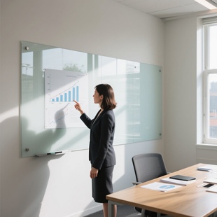 美斯特钢化玻璃白板写字板挂式办公室会议磁性可擦写挂墙儿童涂鸦记事板绘画家用教学培训黑板看板留言大白板