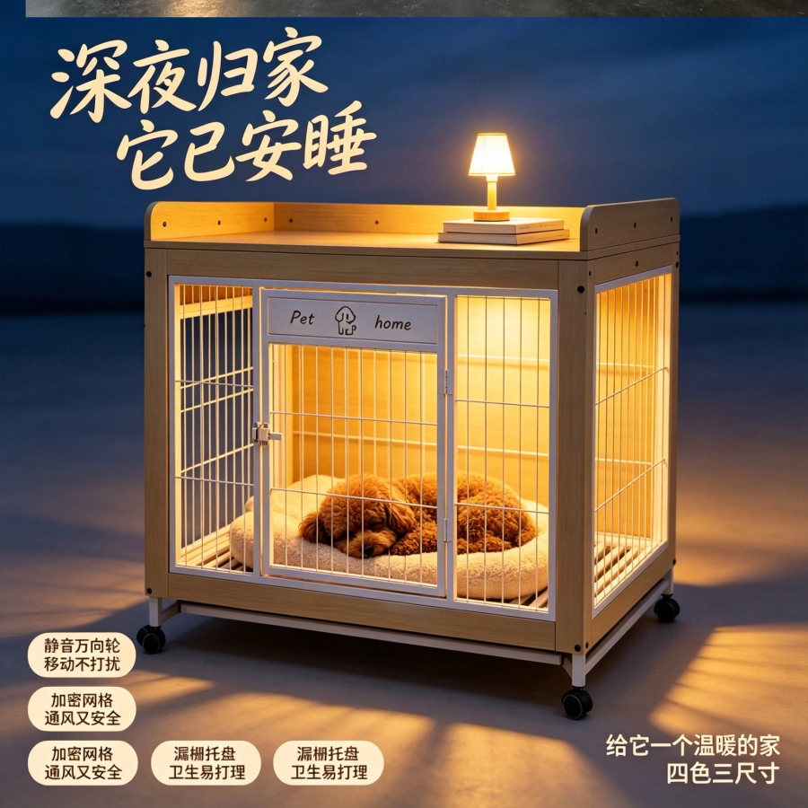 狗笼子水洗室内幼犬万向轮宠物笼子多功能静音猫狗笼子移动狗别墅