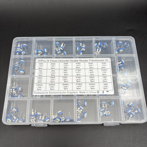 24种盒装各5个RM065卧式蓝白可调电阻电位器10K2K/1M50欧473 154