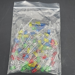 LED灯元件包 发光二极管5MM 红绿黄蓝白 共5种每种20只共100只