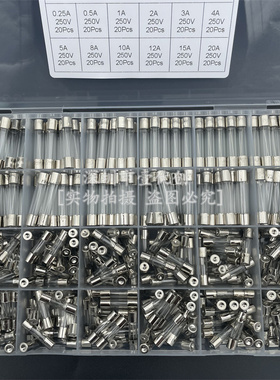 24种规格360pcs盒装 5*20 +6*30mm玻璃保险丝组合套件0.25A-20A