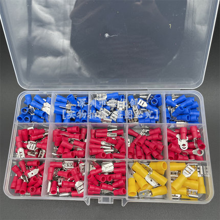 280pcs冷压端子公母组合外贸盒装O/U型2.8/4.8/6.3MM接线端子套装