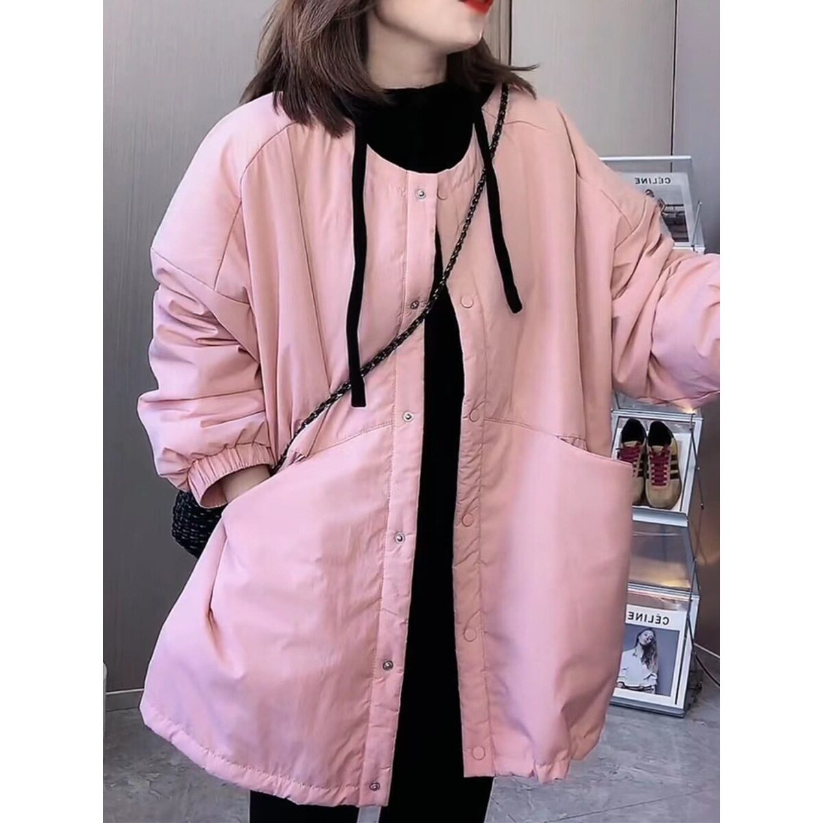 欧货大版巨好看棉衣外套女2025秋冬多巴胺大口袋保暖棉服百搭